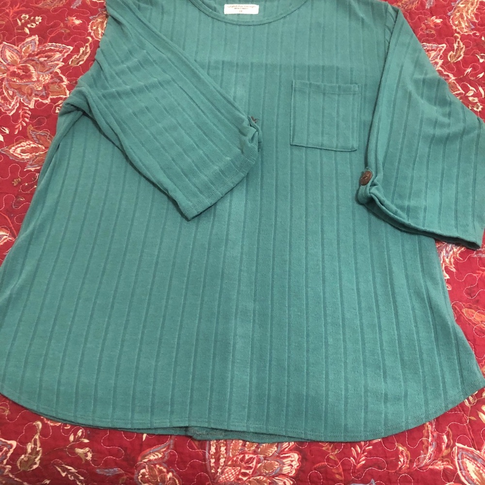 Like New - Grand Ave Design Teal Ribbed Top - Women’3X